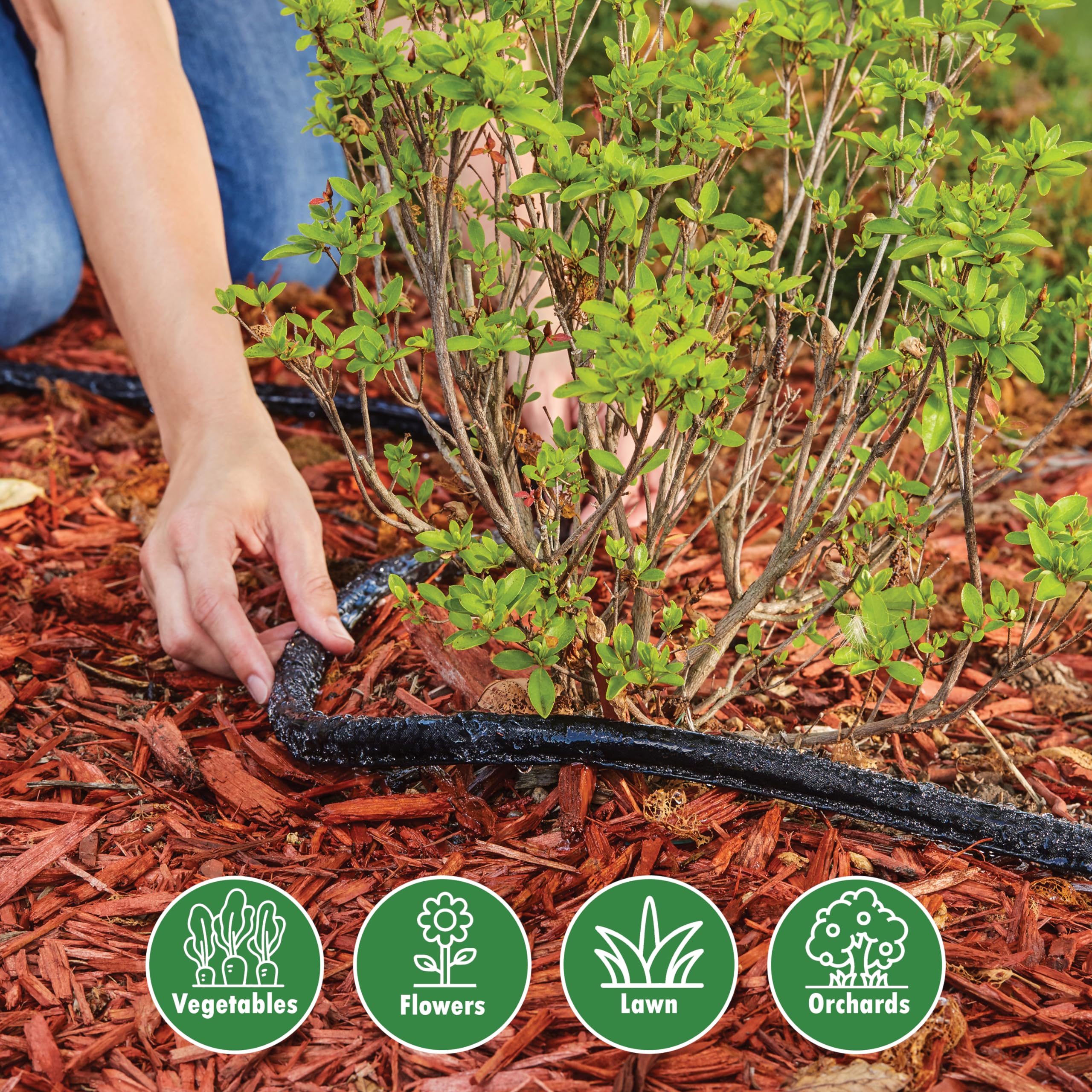 Gilmour 25' Black Flat Weeper Soaker Hose for Garden Beds, Drip Irrigation Outdoor Hose, Flexible Garden Hose for Vegetable Gardens, Flower Beds, Lawns, and Orchards - Image 5