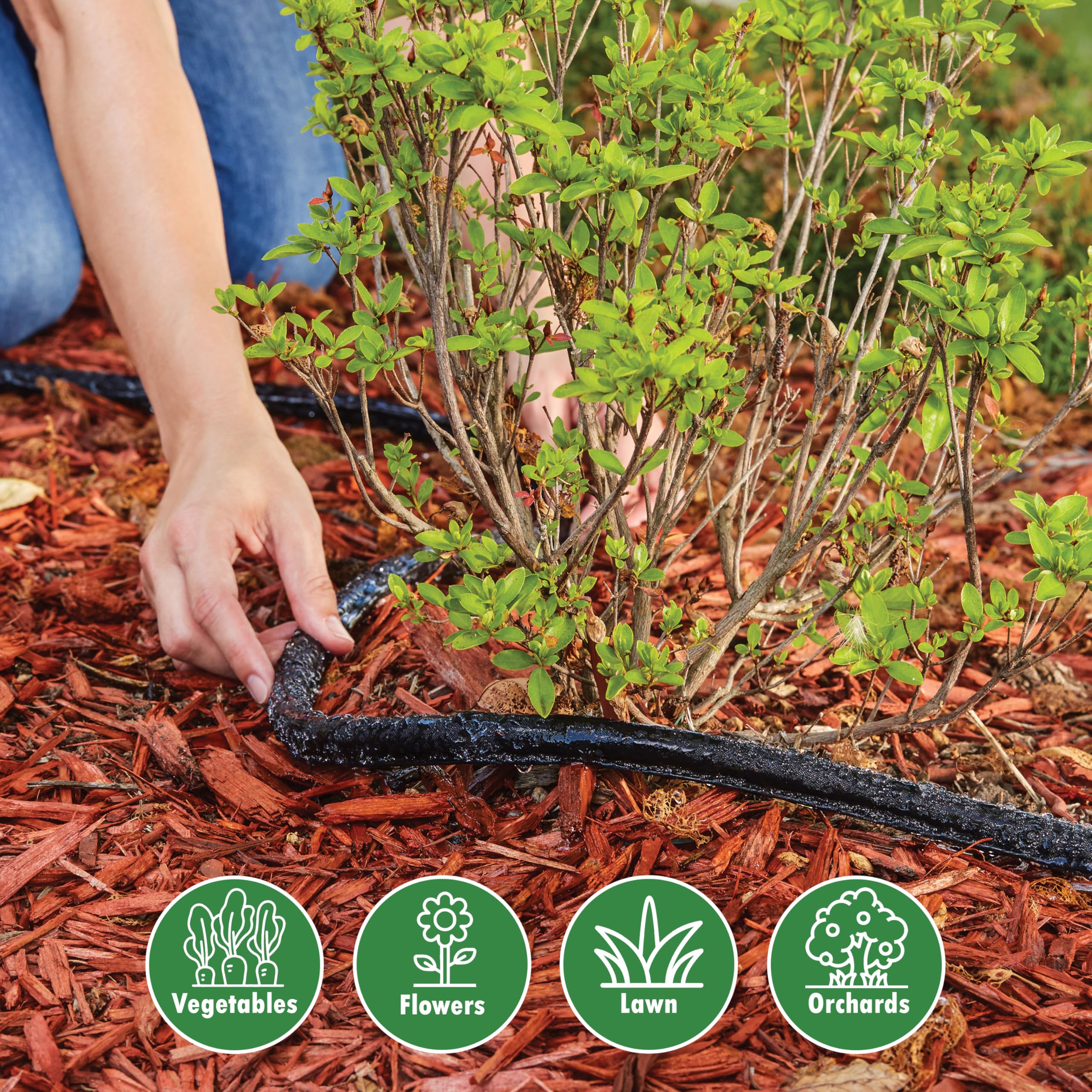 Gilmour 75' Black Flat Weeper Soaker Hose for Garden Beds, Drip Irrigation Outdoor Hose, Flexible Garden Hose for Vegetable Gardens, Flower Beds, Lawns, and Orchards - Image 4