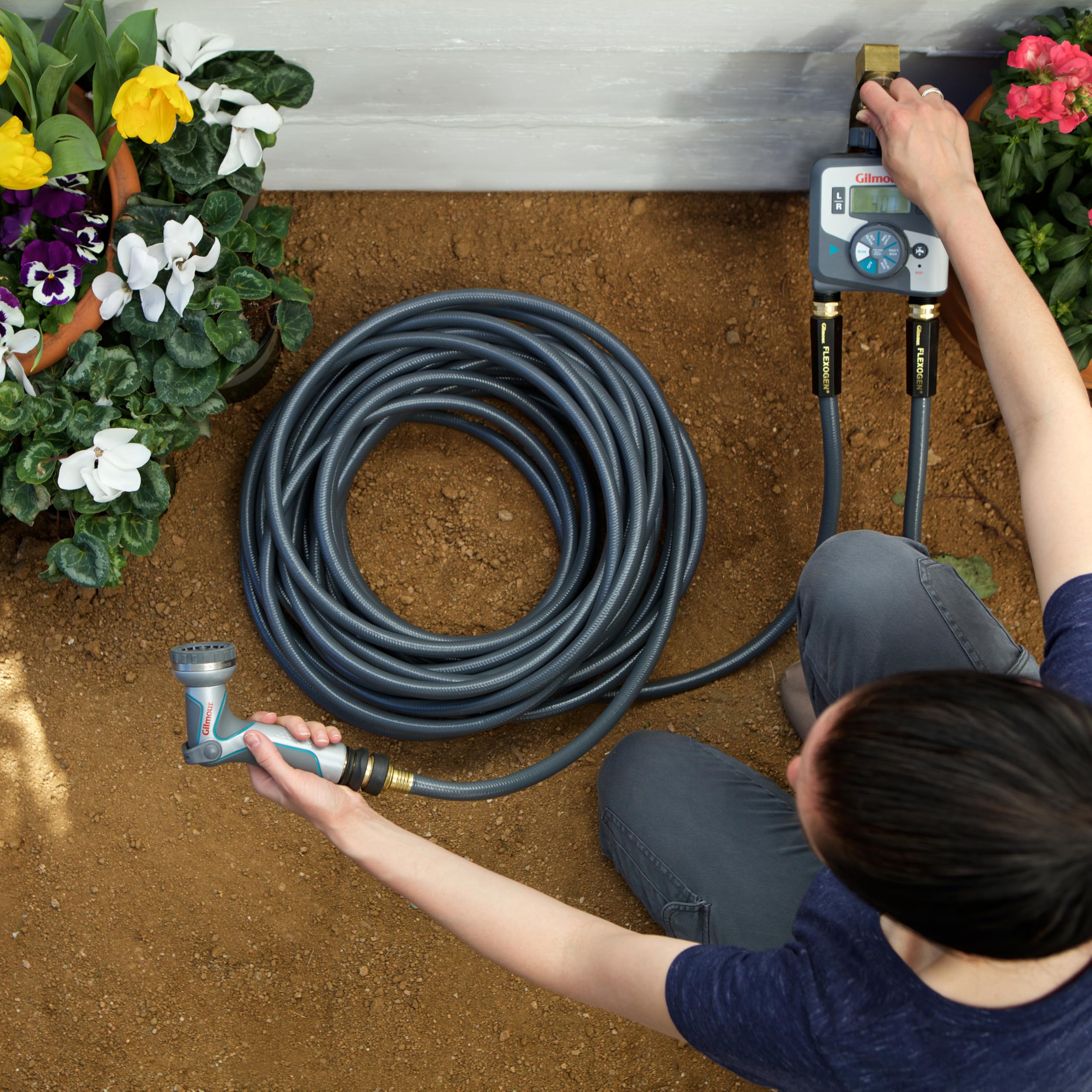 Gilmour Flexogen 5/8 in x 50 ft Garden Hose, Heavy Duty Water Hose, Flexible and Kink Resistant Outdoor Hose, Gray - Image 5